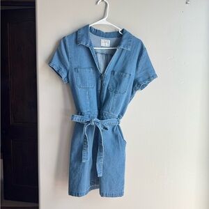 Tinsel Town Blue Denim zipper Mini Dress size M